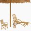 A Thatched bamboo shelter wicker sunshade with lounge