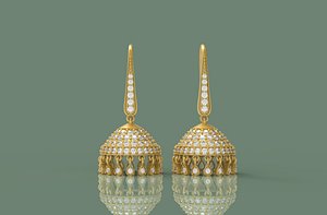 3D Diamond Bali Jhumko Earring - 0027 model