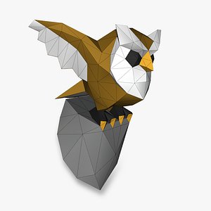 OWL ON THE ROCK 3D Papercraf 3D model