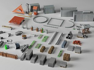 Construction Industrial Modular Assets Mega Pack 3D model