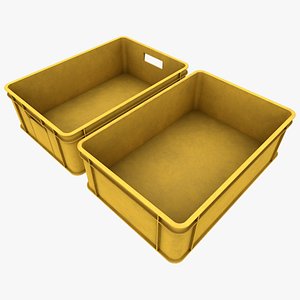 Yellow Plastic Storage Industrial Container 3D model