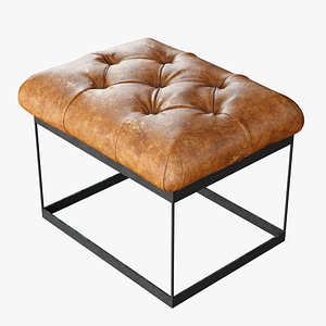 Restoration Hardware/22" Tufted Leather & Metal Bench