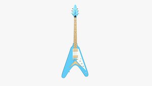 Electric Guitar D03 Blue - Music Instrument Design 3D