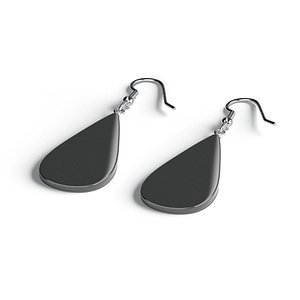 Black Drop Earrings - pair of teardrop ear jewel