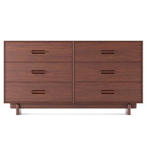 3D West Elm Collins Solid Wood 6-Drawer Dresser model