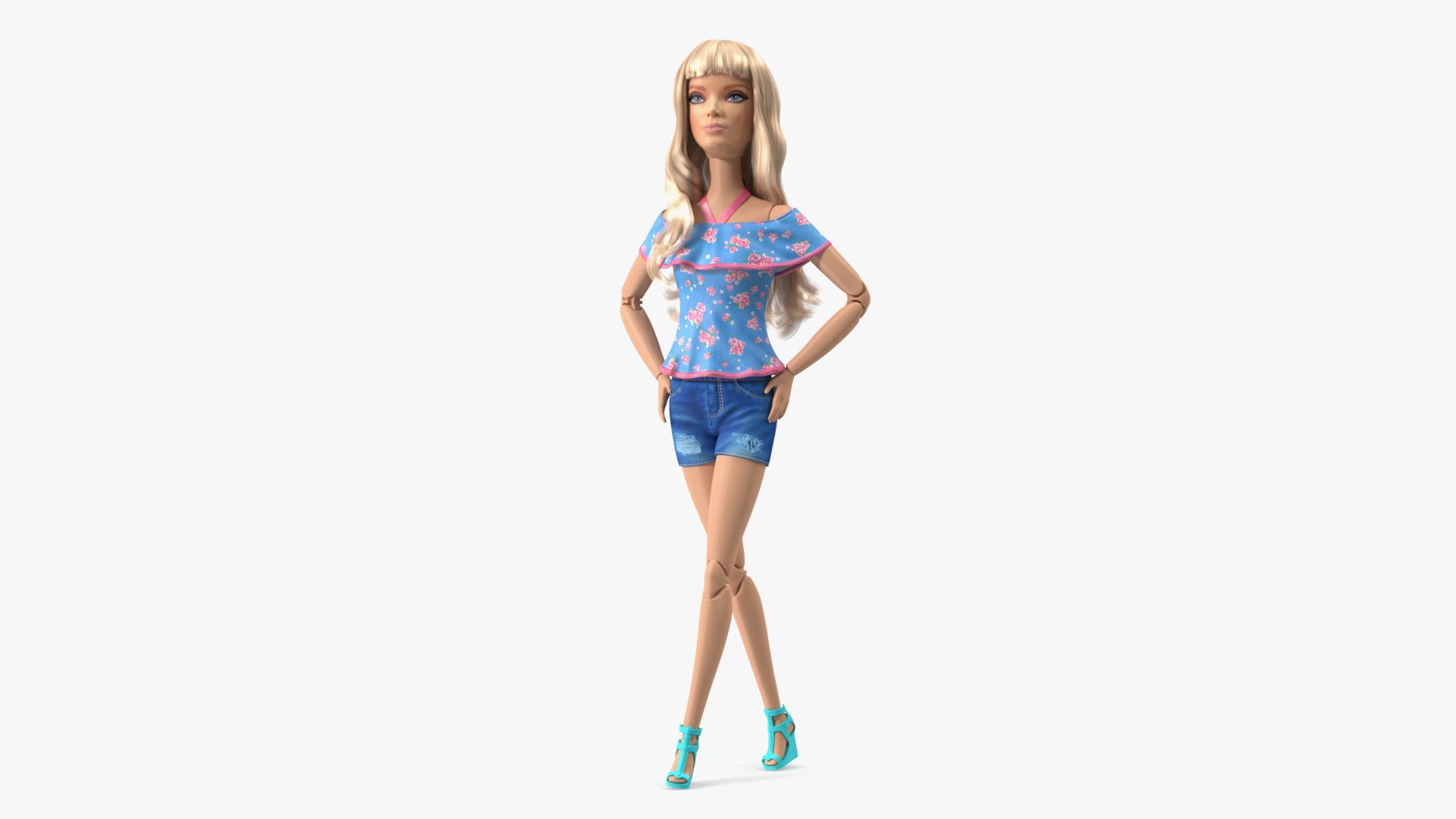 Barbie Doll in Shorts 3D model preview