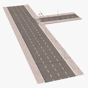 3D Connectable Highway Road Elements T-shaped Junction model