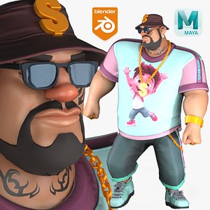 Cartoon Rigged Dancer Man-Gugu Character 3D Model