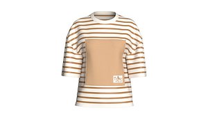 Girls Oversize Shoulder Drop Striped T-shirt model