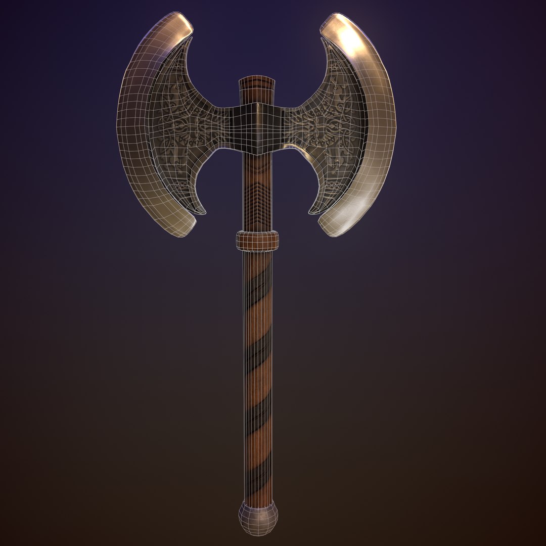 3D The Viking Double AXE 3d Model PBR Game-ready Low Poly Model ...