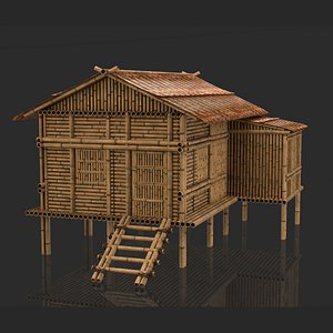 Bamboo House 6 - Jungle Hut 3D model