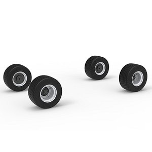 3D Wheel Set of Vintage Dirt late model Race car Version 2 Scale 1 to 25 model