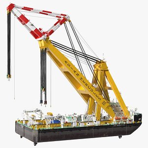 3D Floating Crane Ship Working Position model