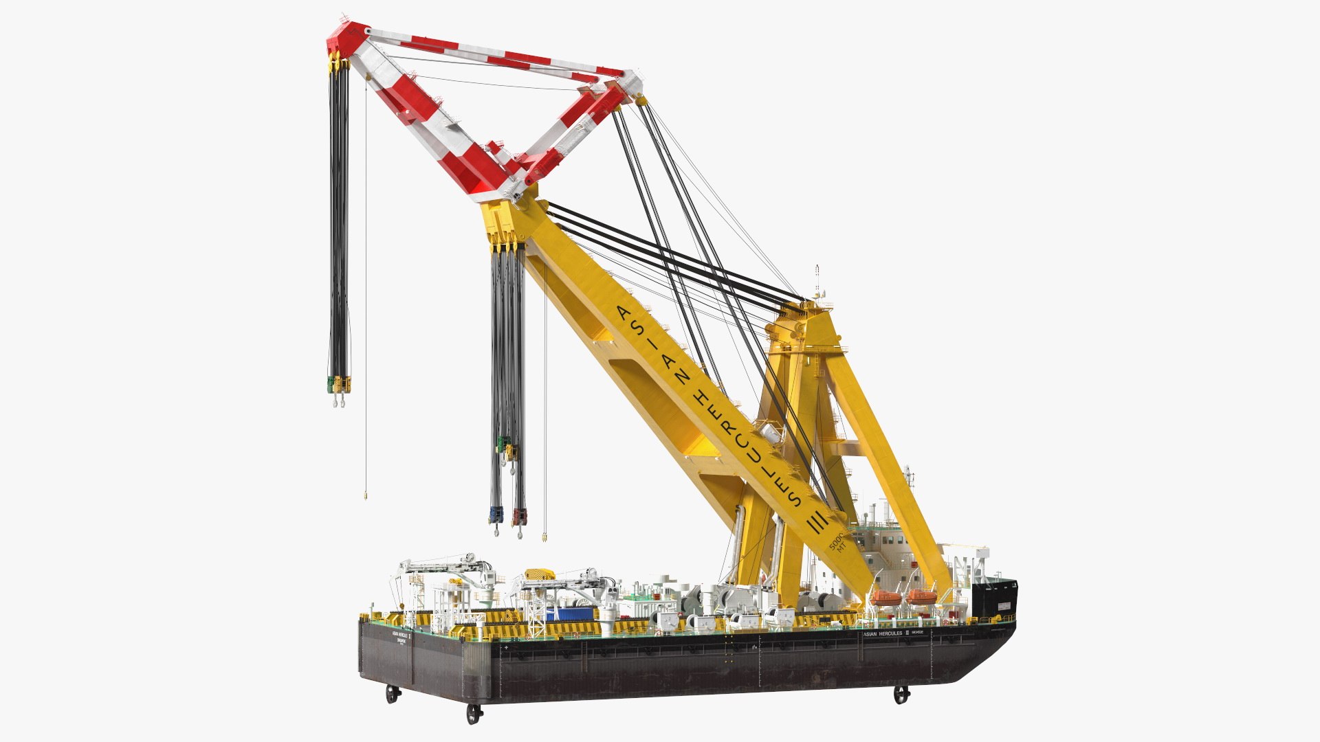 Floating Crane Ship Working Position 3D model preview