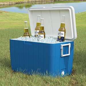 3D Portable Cooler with Ice and Corona Beer Bottles model