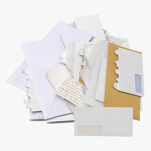 3D opened unopened mail pile model