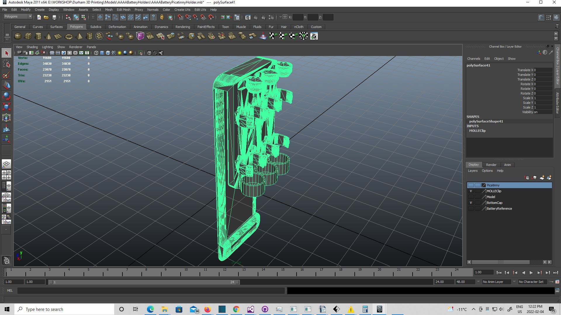 MOLLE bing 3x AAAA Battery Holder For 3D Printing 3D Model