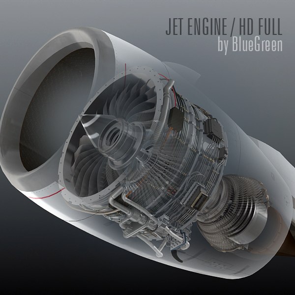 jt9d jet engine 3d model