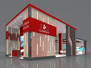 3D Exhibition Booth Stand Stall 16x7m Height 500 cm 3 Side Open 3D model