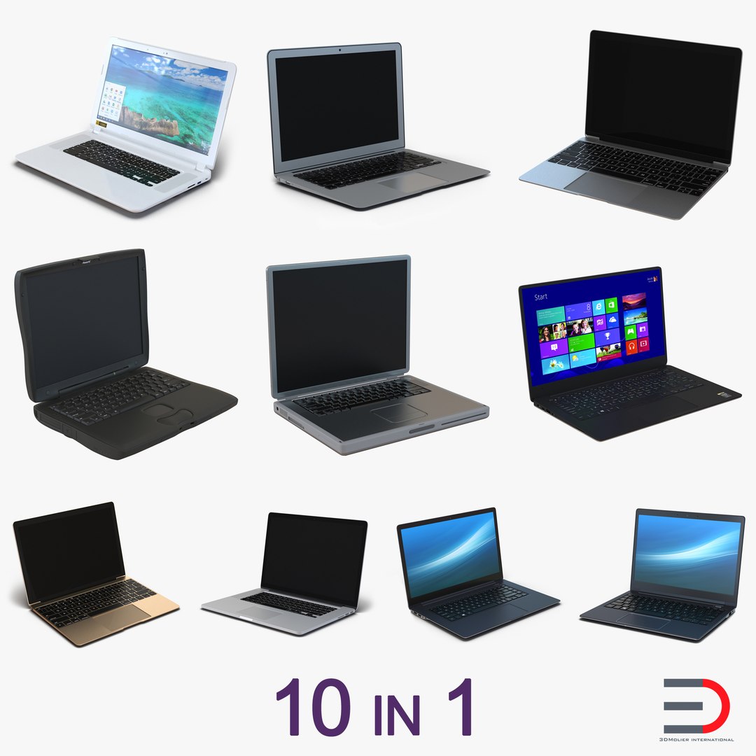 Generic Laptops 3D models Collection 3D model preview