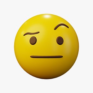 3D Questioning Face Emoticon Emoji or Smiley model