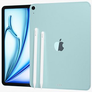 Apple iPad Air 11 2026 WiFi and Cellular with Pencils Blue 3D