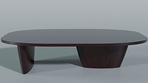 Minimalist Oval Wooden Coffee Table 3D Model 3D model