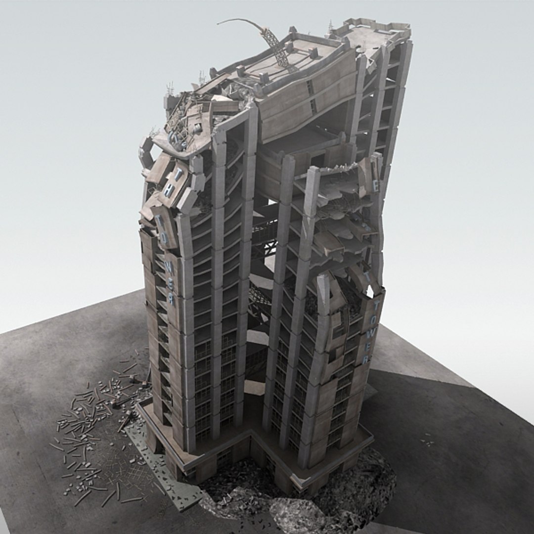 3d destroyed building