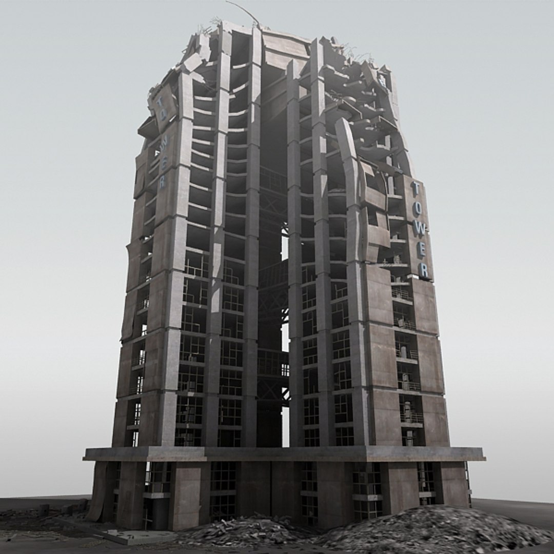 3d destroyed building