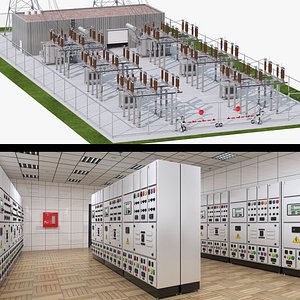 3D Electrical Substation and Room