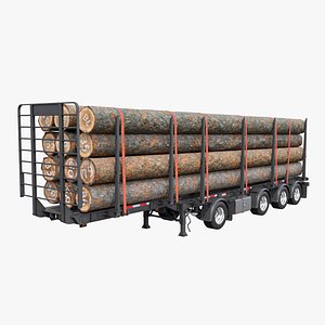 Logging Trailer 01 Black with load Single Mat All PBR Textures