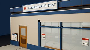Low Poly Post Office and Mail Sorting Room - Parcel Counter and Loading Apron