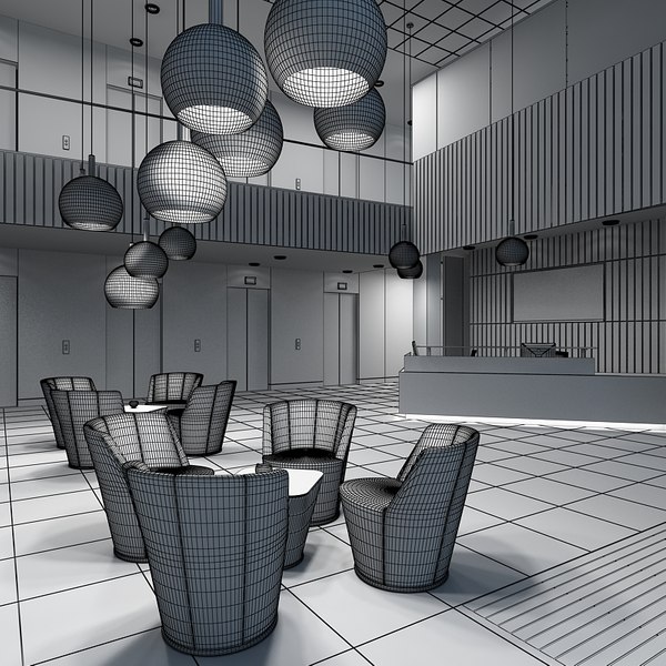 3d office interior reception model