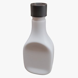 3D model White Banjo Sauce Bottle With Black Ribbed Screw Cap