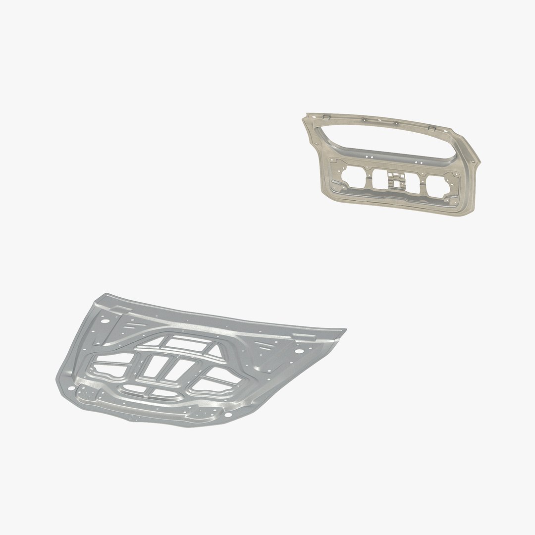 SUV Hood and Trunk Frame Rigged 3D Model 3D model preview