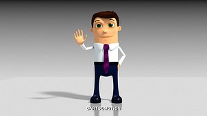 Rigged Cartoon Business Man