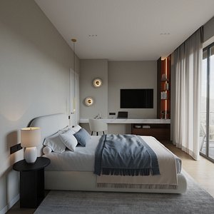 3D Modern Cozy Bedroom Interior Scene   Corona Render Vray  3ds Max