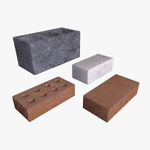 Brick modular kit Lowpoly pack of bricks blocks 3D model
