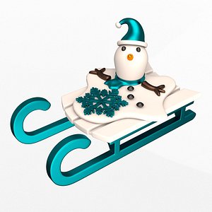 Christmas Sleigh with Melted Snowman
