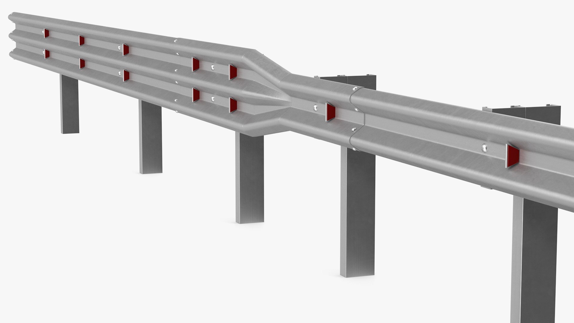Galvanized Highway Guardrail Barrier 3D model preview