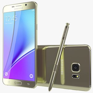 3d model realistic galaxy note5 gold