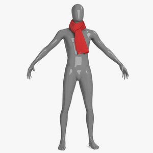 Red Slip Knot Style Scarf 3D model