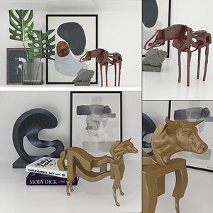 3D decorative set cow model