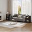 Black LED Nightstand with Drawer  Glass Door Modern Bedroom Side Table