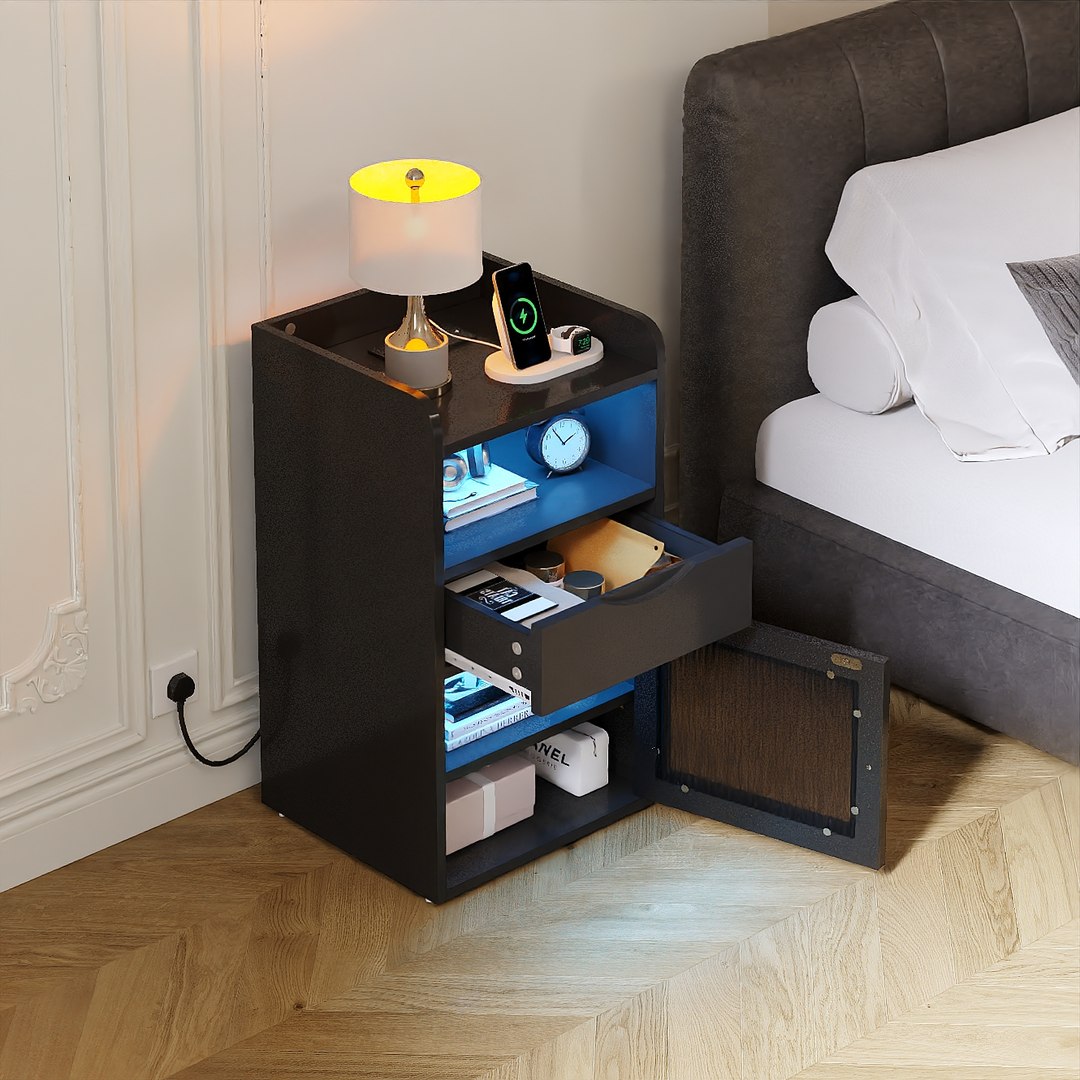 Black LED Nightstand with Drawer  Glass Door Modern Bedroom Side Table 3D model https://p.turbosquid.com/ts-thumb/qD/61L2bh/Fw/5/jpg/1791792234/1920x1080/fit_q87/f2019a9d24da346ab09164f9aebbac182fabea2f/5.jpg