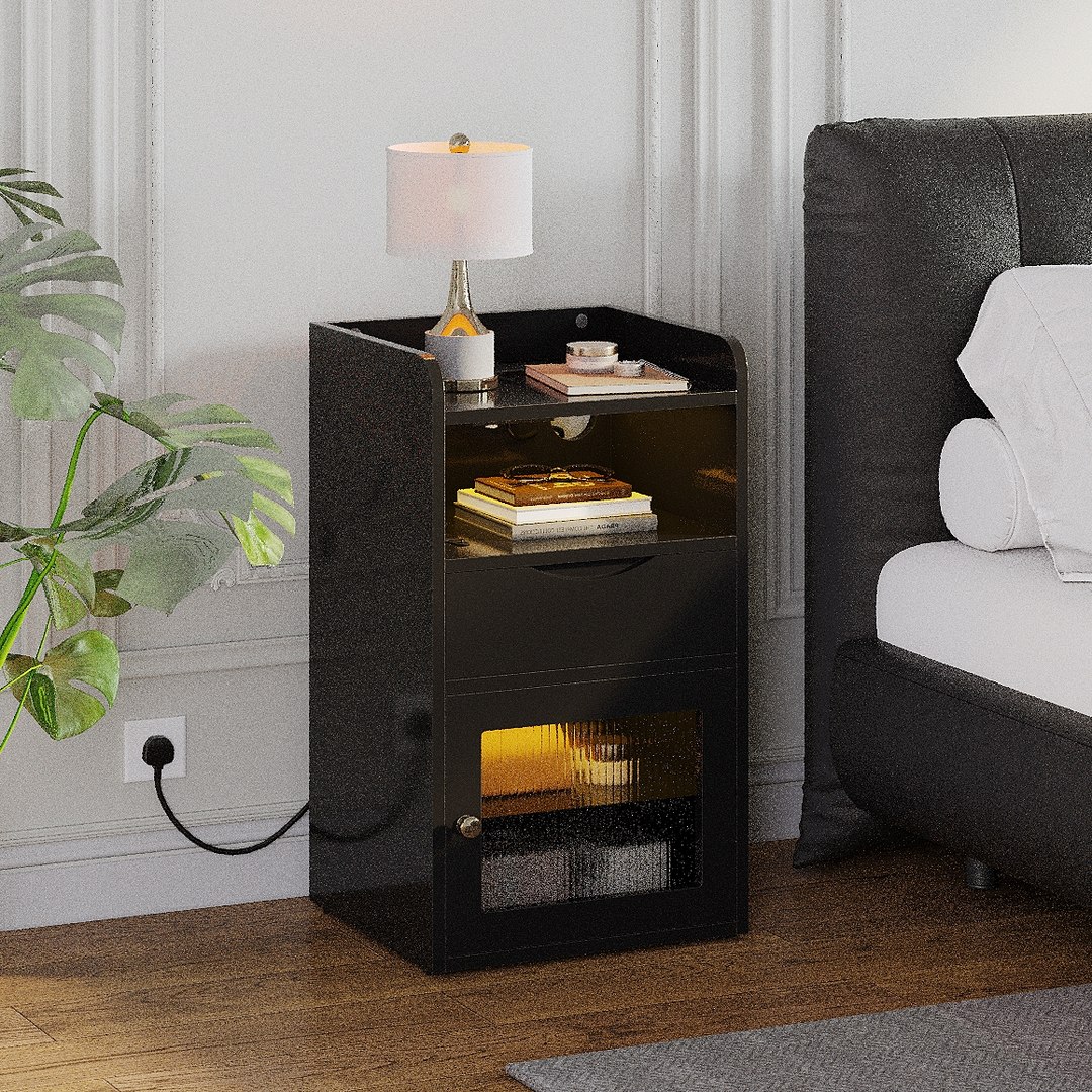 Black LED Nightstand with Drawer  Glass Door Modern Bedroom Side Table 3D model https://p.turbosquid.com/ts-thumb/qD/61L2bh/G7/6/jpg/1791792236/1920x1080/fit_q87/3727bab682ccab4a76f2000c6415cbd394c4107a/6.jpg