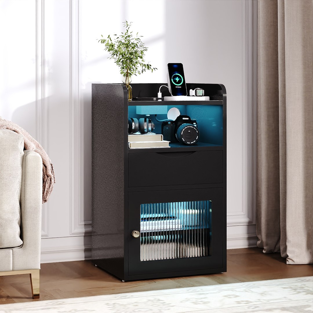 Black LED Nightstand with Drawer  Glass Door Modern Bedroom Side Table 3D model https://p.turbosquid.com/ts-thumb/qD/61L2bh/KG/9/jpg/1791792365/1920x1080/fit_q87/20d18e82da76da2d667a9206102d909adc5bd975/9.jpg