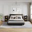 Black LED Nightstand with Drawer  Glass Door Modern Bedroom Side Table
