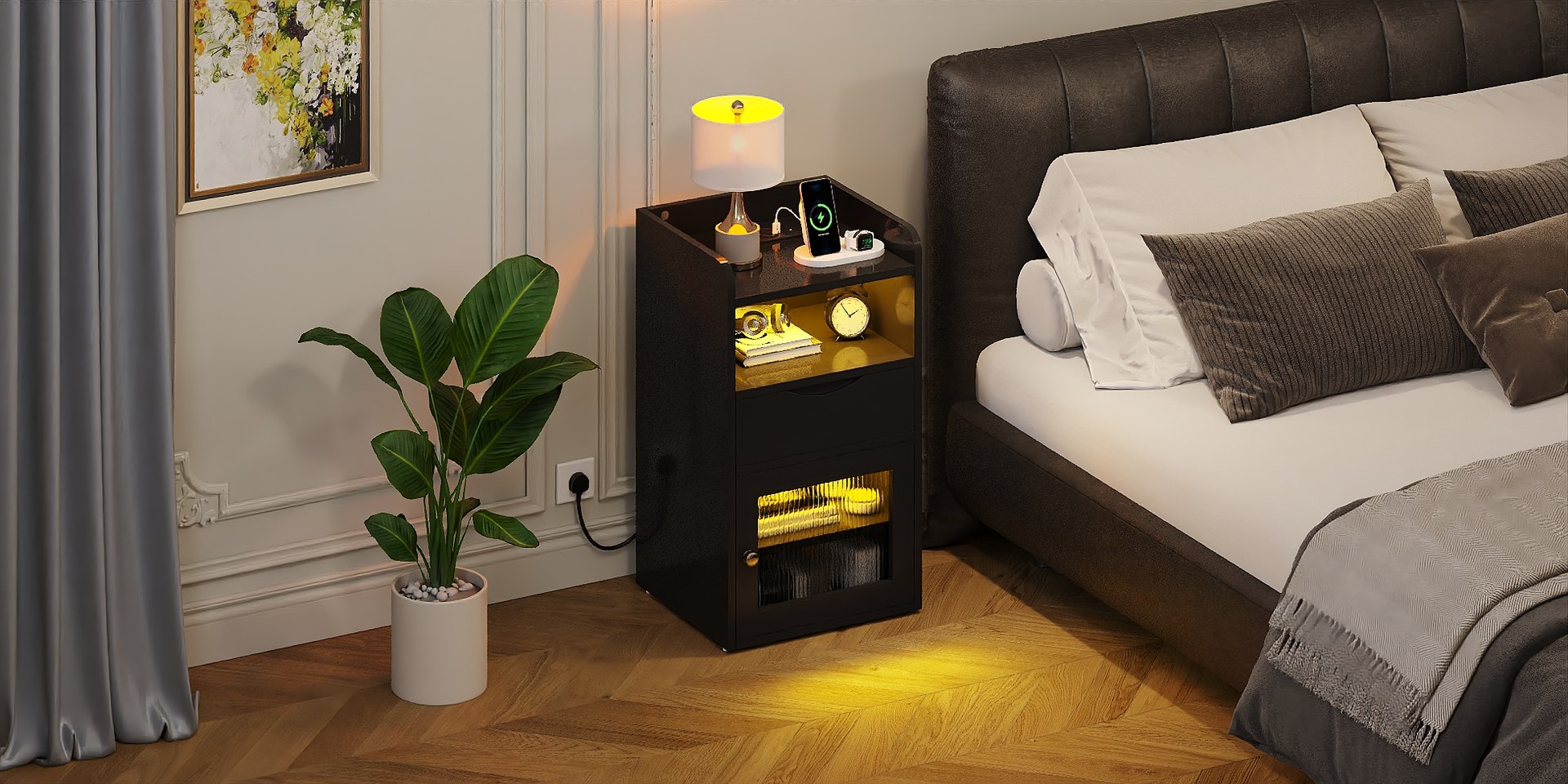 Black LED Nightstand with Drawer  Glass Door Modern Bedroom Side Table 3D model https://p.turbosquid.com/ts-thumb/qD/61L2bh/xw/7/jpg/1791792238/1920x1080/fit_q87/dec462858a07a97fcc8813bad3b8f12621a9e486/7.jpg