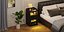 Black LED Nightstand with Drawer  Glass Door Modern Bedroom Side Table